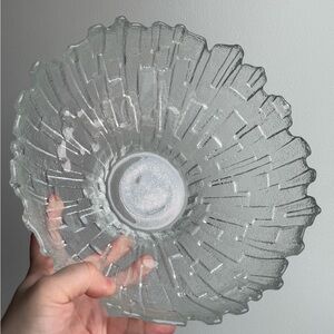 Vintage 70s Glass Ravenhead Flair Ice Serving Bowl Trinket Tray Catch All Dish